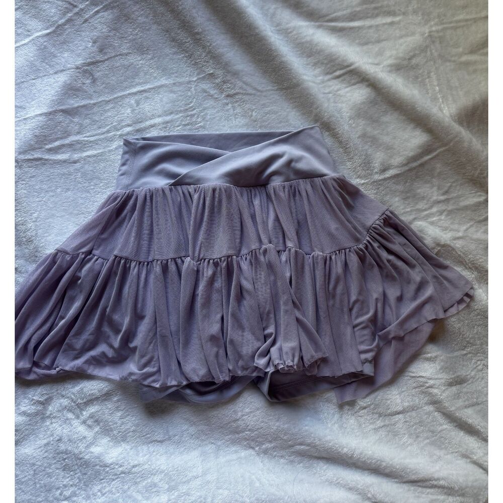 Blogilates Skort Womens S Purple Mesh Ruffle Tiered Tennis Athletic Skirt Shorts